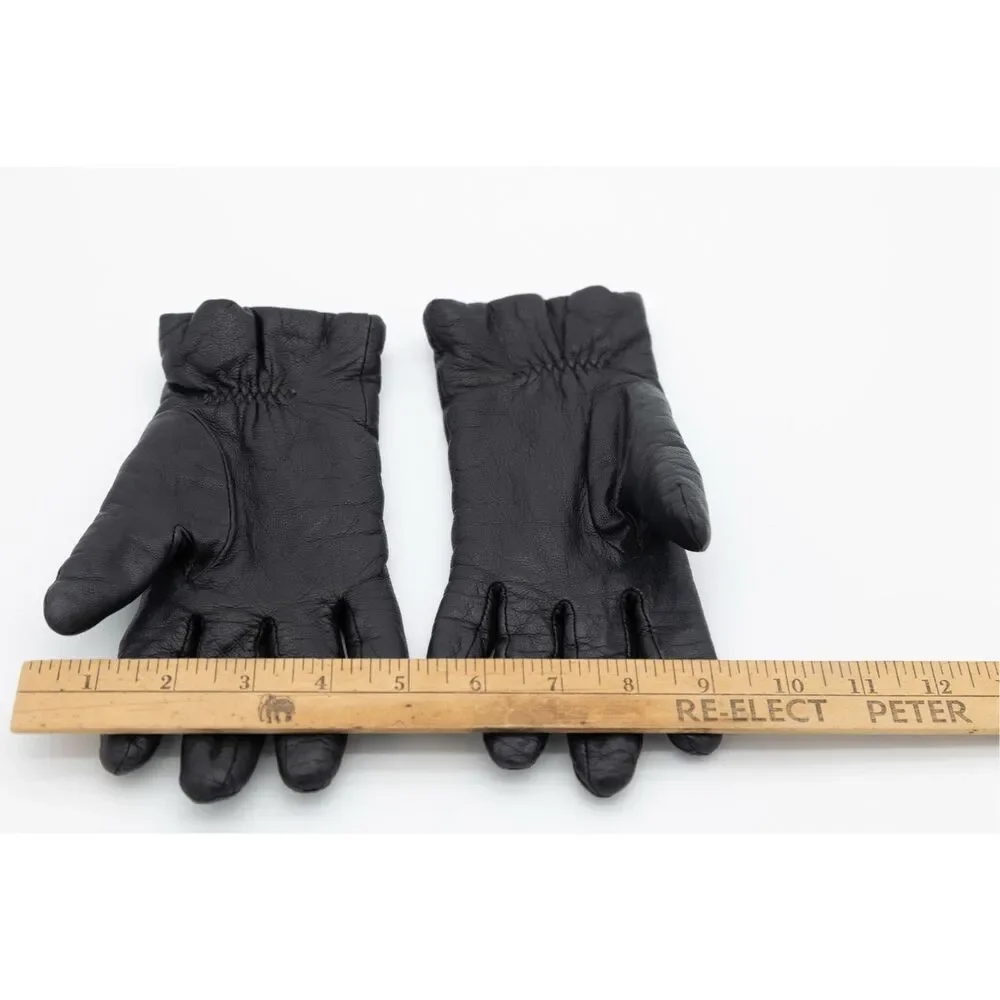 Vintage Fownes Black Leather Thinsulate Gloves Women’s Size 7 Made in Philippine